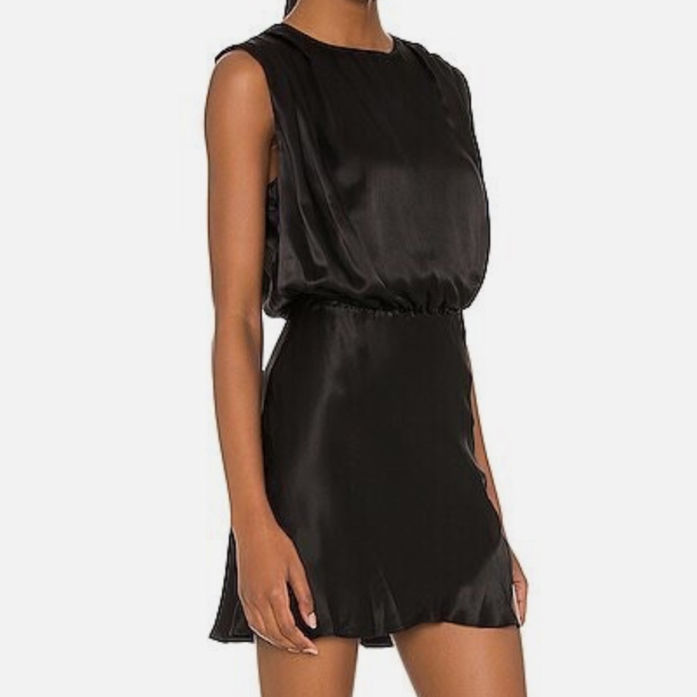 Amanda Uprichard Black Carmela Mini Silk Dress